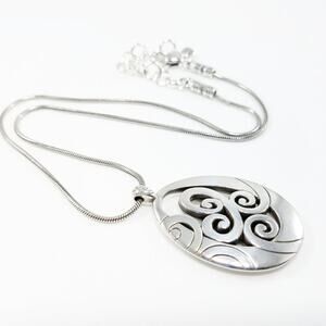 Brighton Silver Plated Openwork Pendant Necklace Snake Chain
